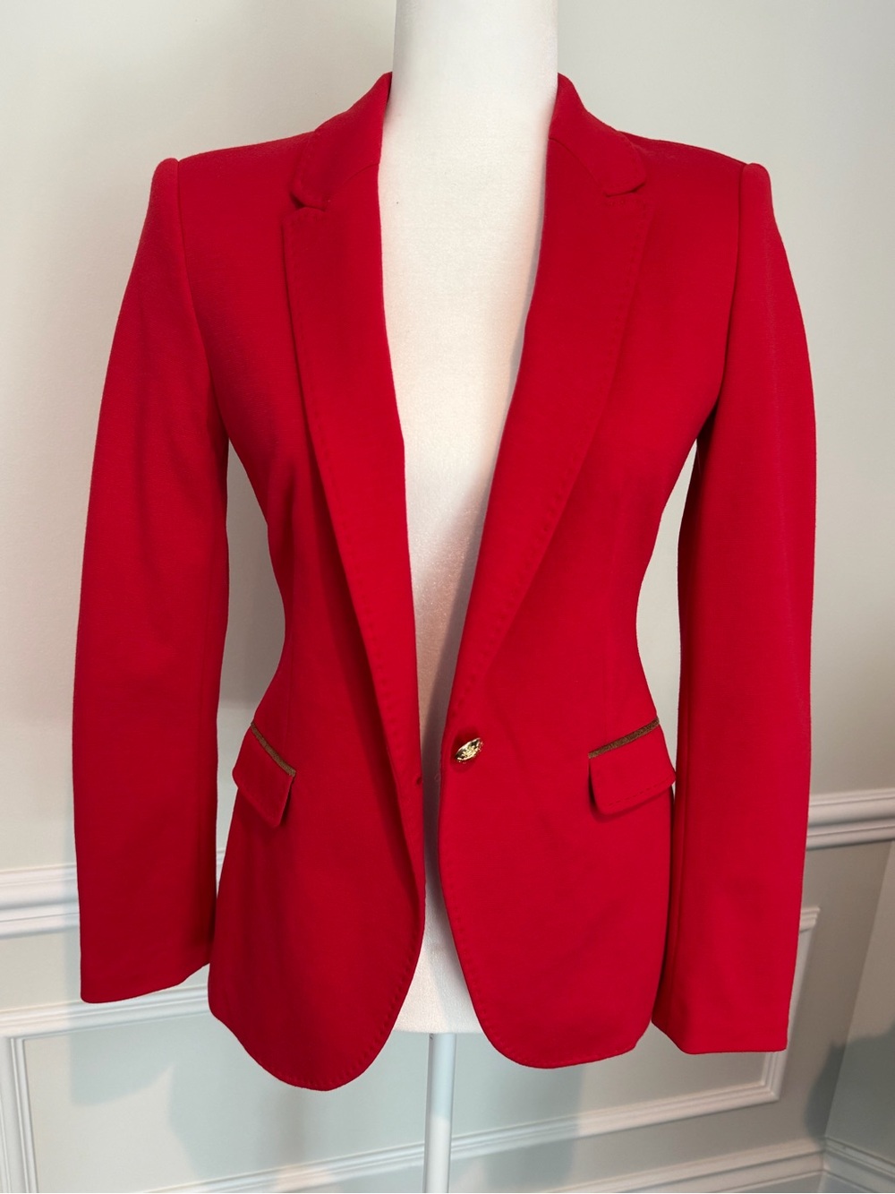 Zara Red Single-Button Tailored Blazer